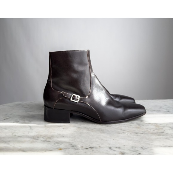 Talbots Women's Buckle Brown Leather‎ Ankle Boots Booties Size 6 - Picture 1 of 4